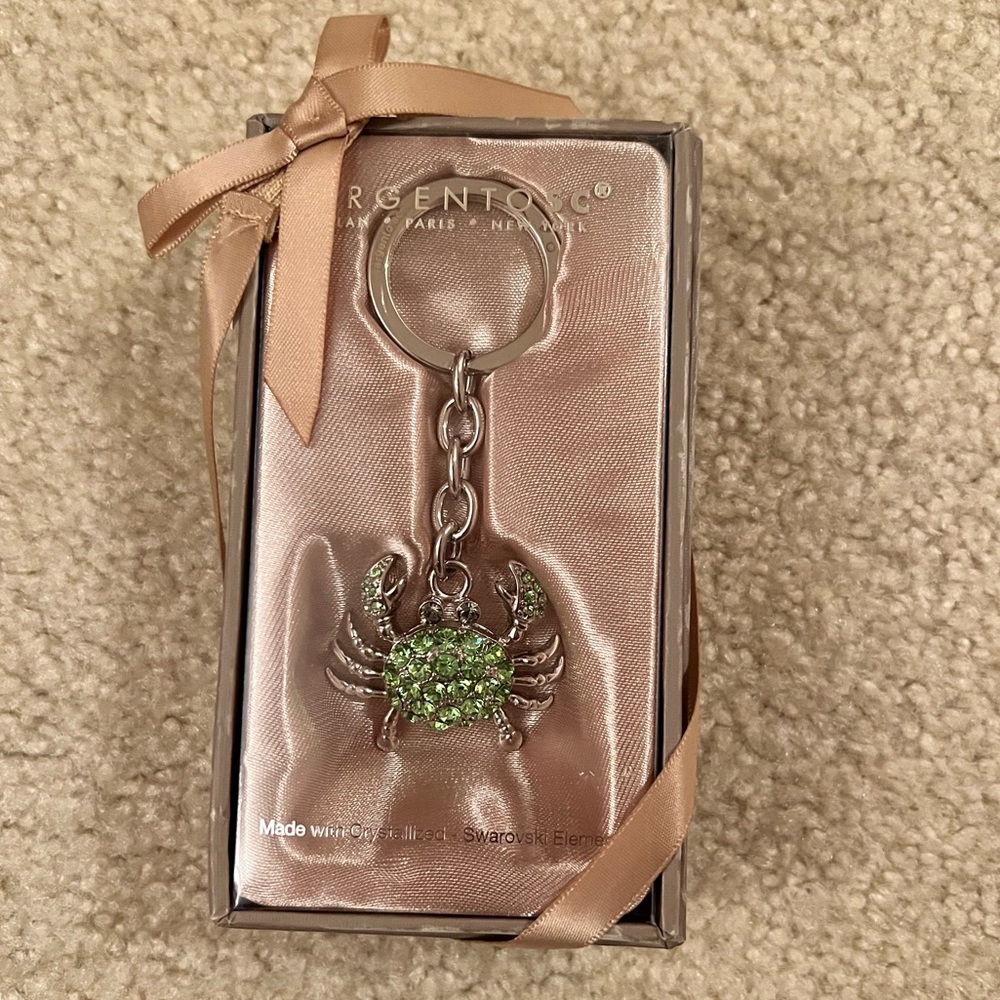 NWB crystallized Swarovski elements crab keychain